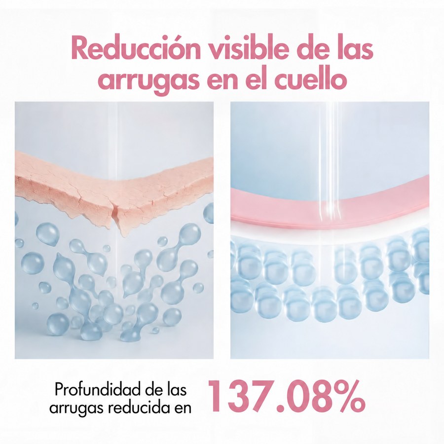Ilustración de las capas de la piel del cuello antes y después