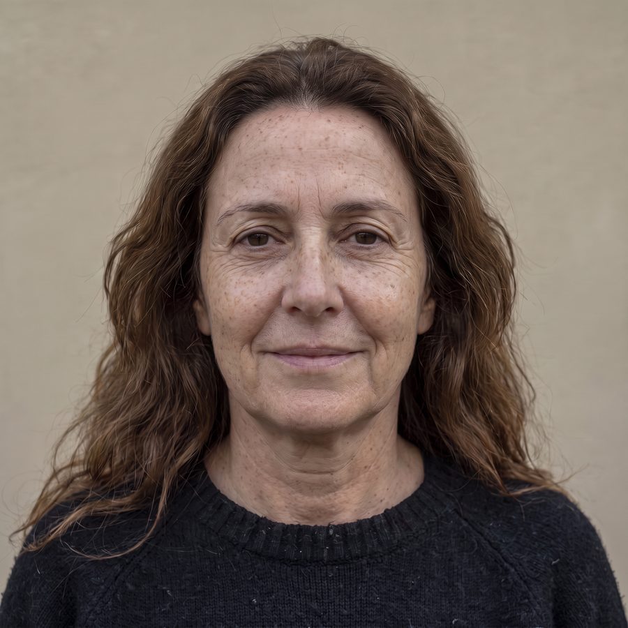 La misma mujer con la cara más firme y luminosa
