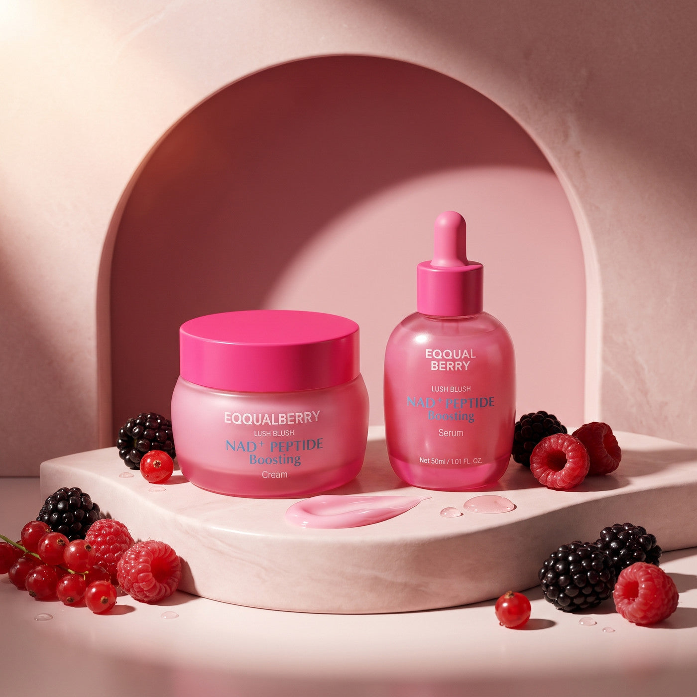 El sérum y la crema EQQUALBERRY de cuello y papada
