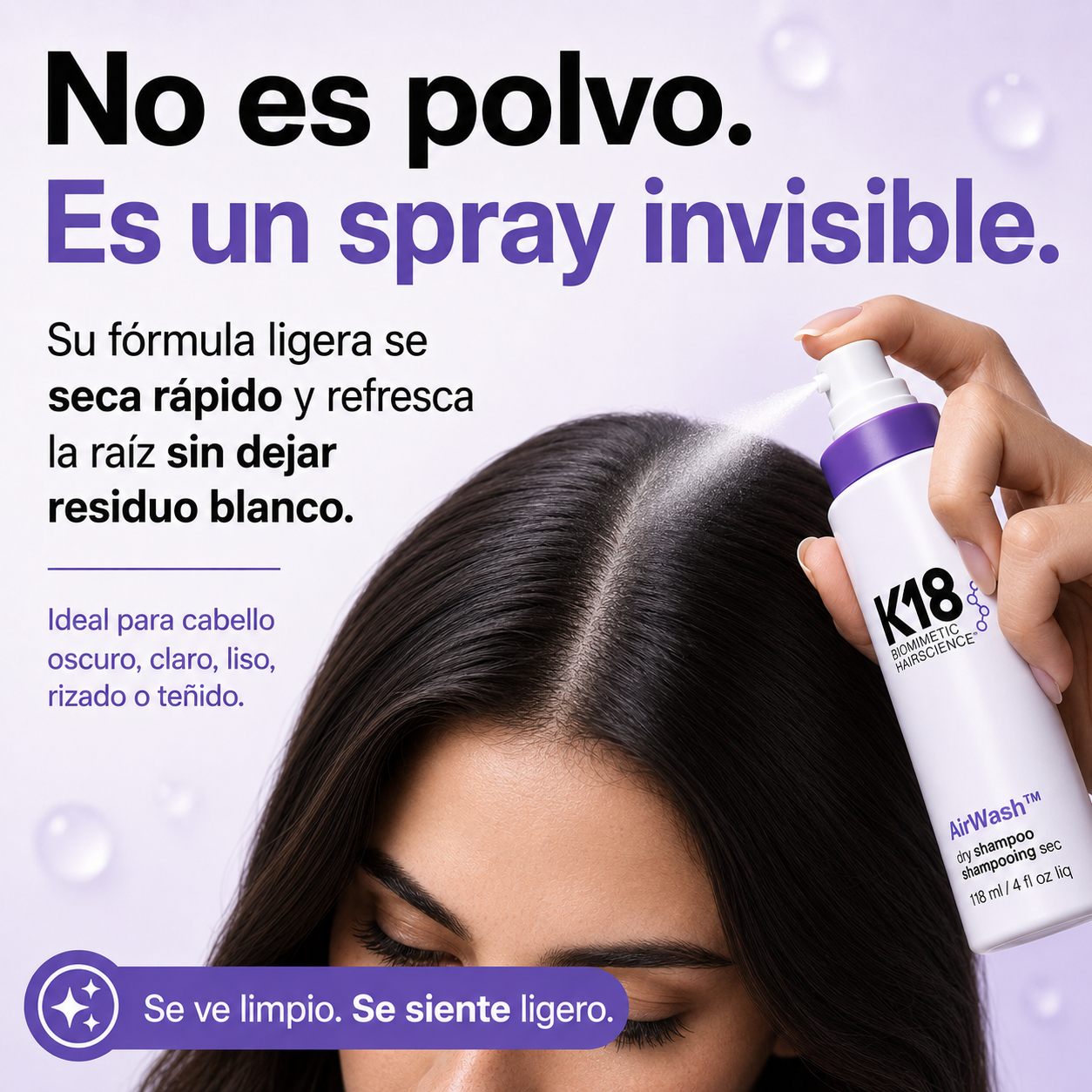 Shampoo en Seco Invisible con Microalgas