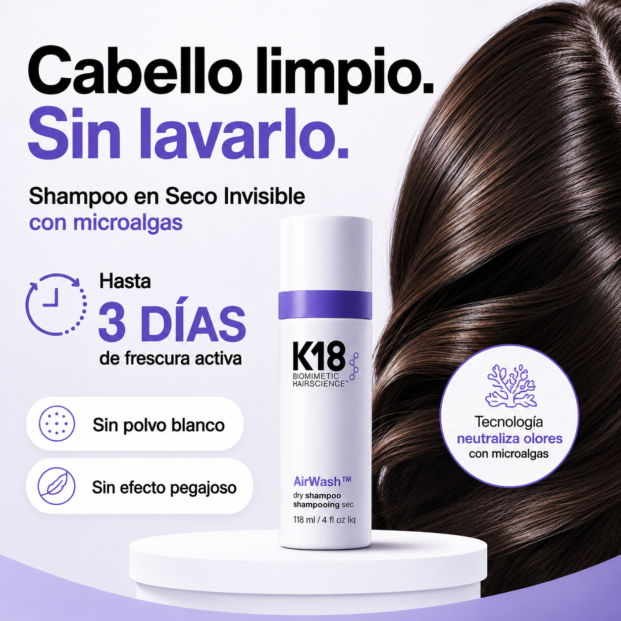 Shampoo en Seco Invisible con Microalgas