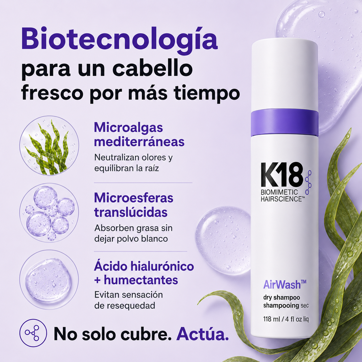 Shampoo en Seco Invisible con Microalgas