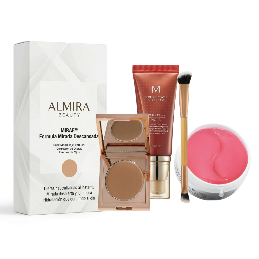 MIRAE™ Kit Tratamiento Completo — Corrector + BB Cream SPF 42 + Parches de Colágeno