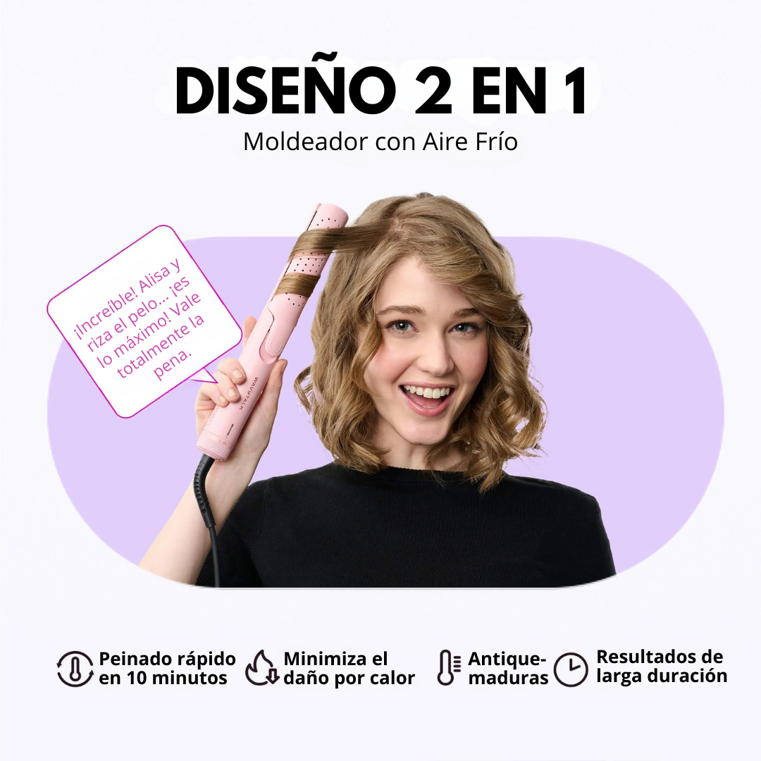 Moldeador de Cabello 2 en 1: Alisa y riza con aire frío