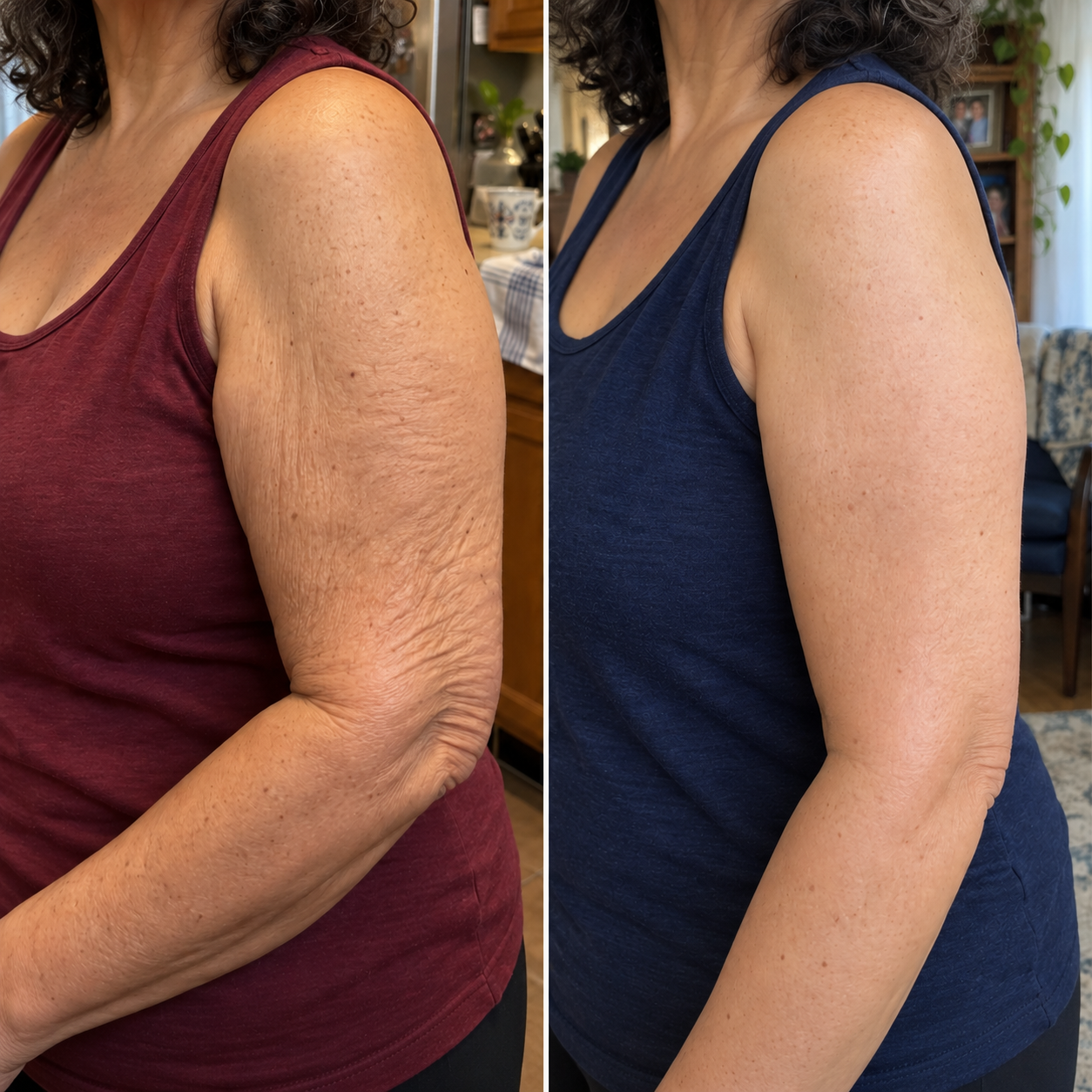 Antes y después: el brazo de una clienta con la piel más lisa y firme