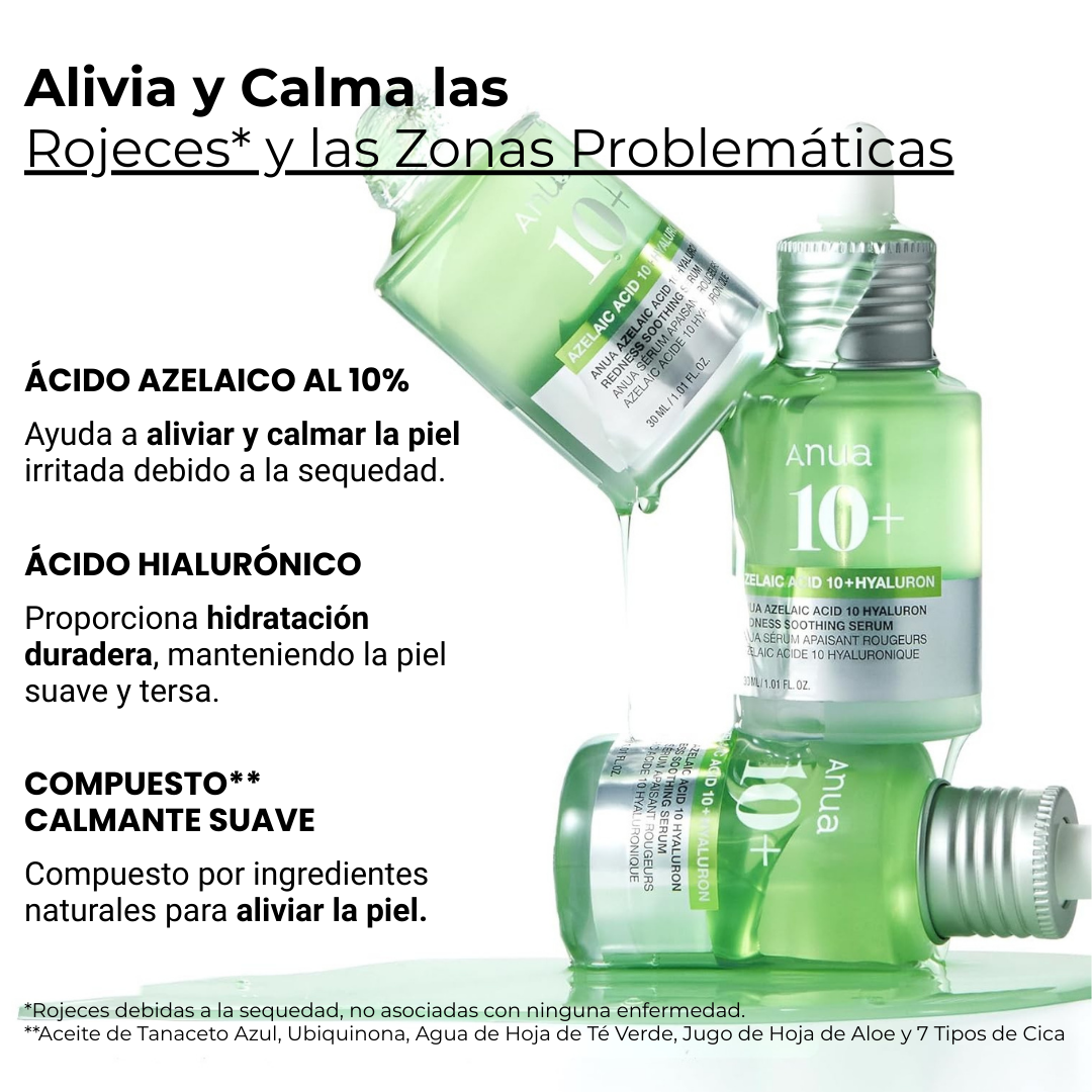 Sérum Calmante Anti-Rojez Azelaico 10% con Hialurónico