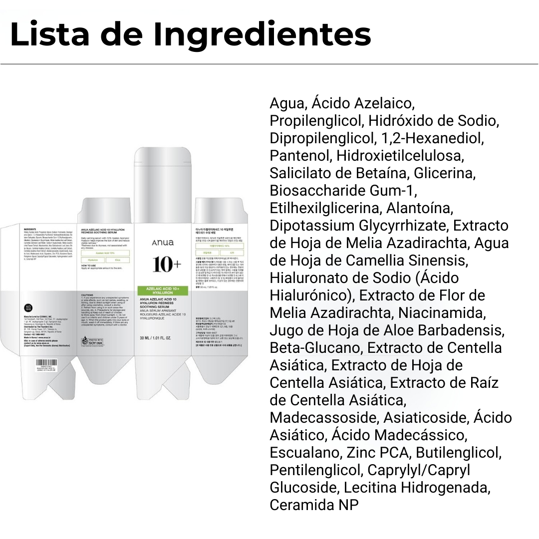 Sérum Calmante Anti-Rojez Azelaico 10% con Hialurónico