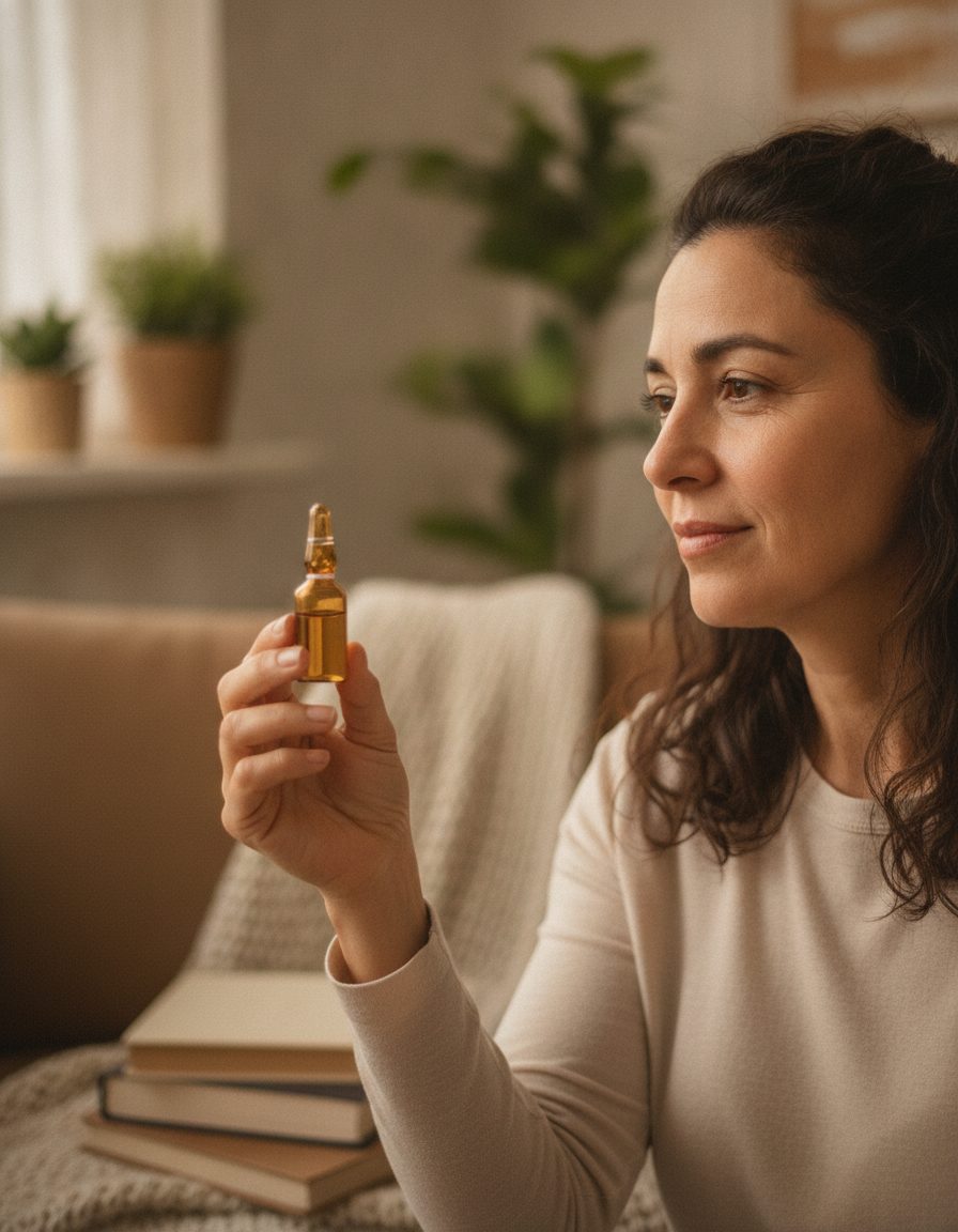 Mujer sosteniendo la ampolla