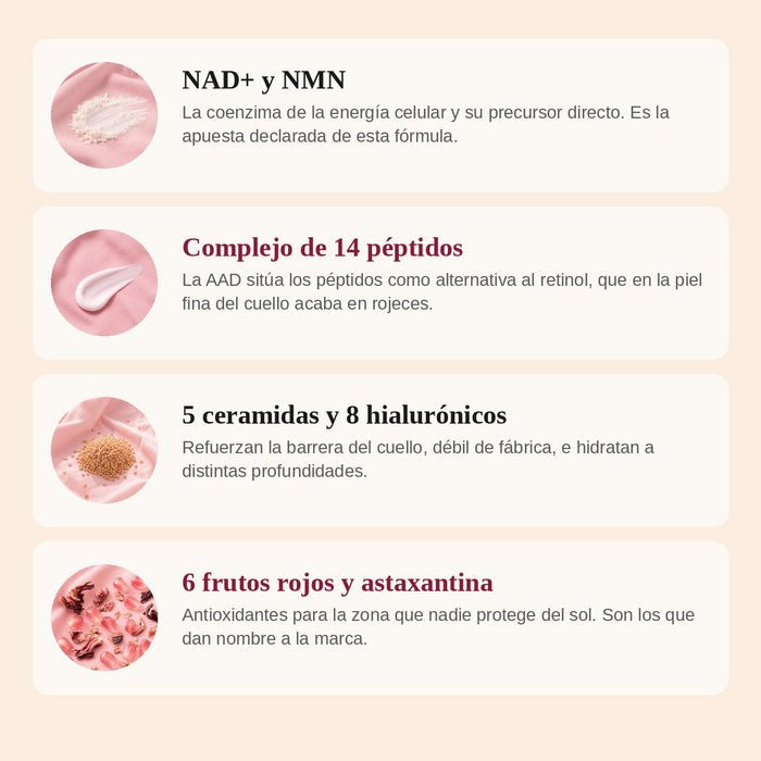 Mujer coreana sosteniendo el Sistema Doble NAD⁺ de cuello y papada
