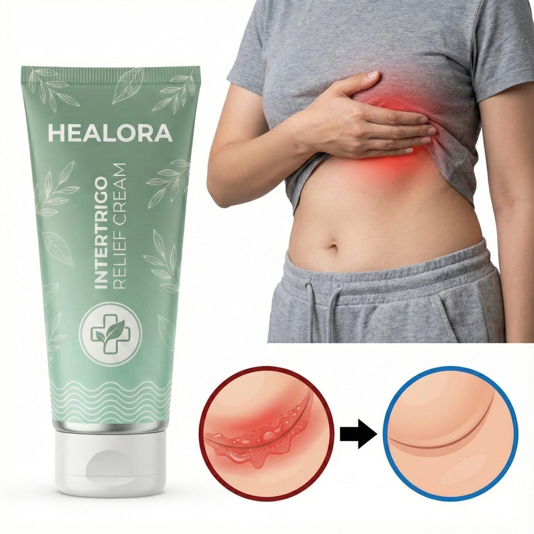 Pliegue de la piel antes y después de usar la crema