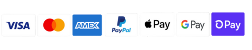 Visa, Mastercard, American Express, PayPal, Apple Pay, Google Pay, Shop Pay