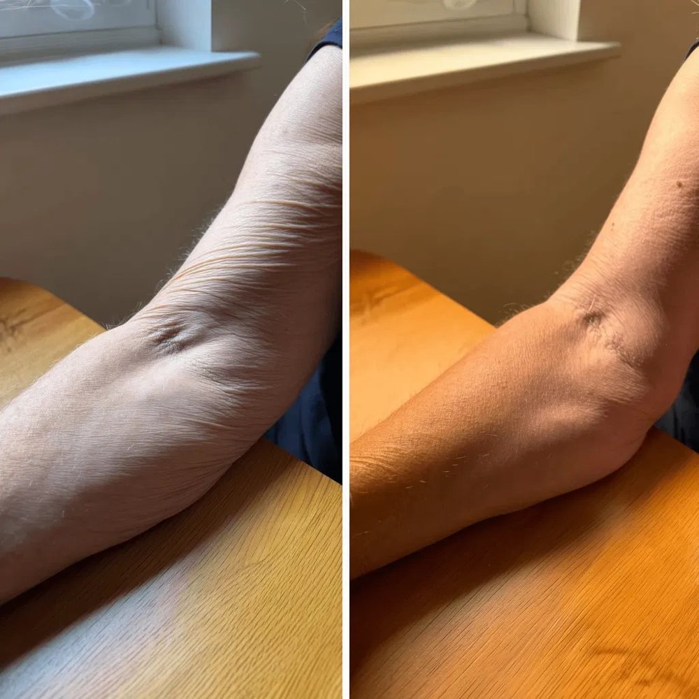 Antes y después del brazo de una clienta