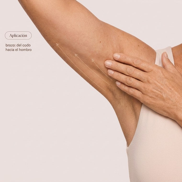 Cómo aplicar el aceite: masaje en la cara interna del brazo, del codo al hombro
