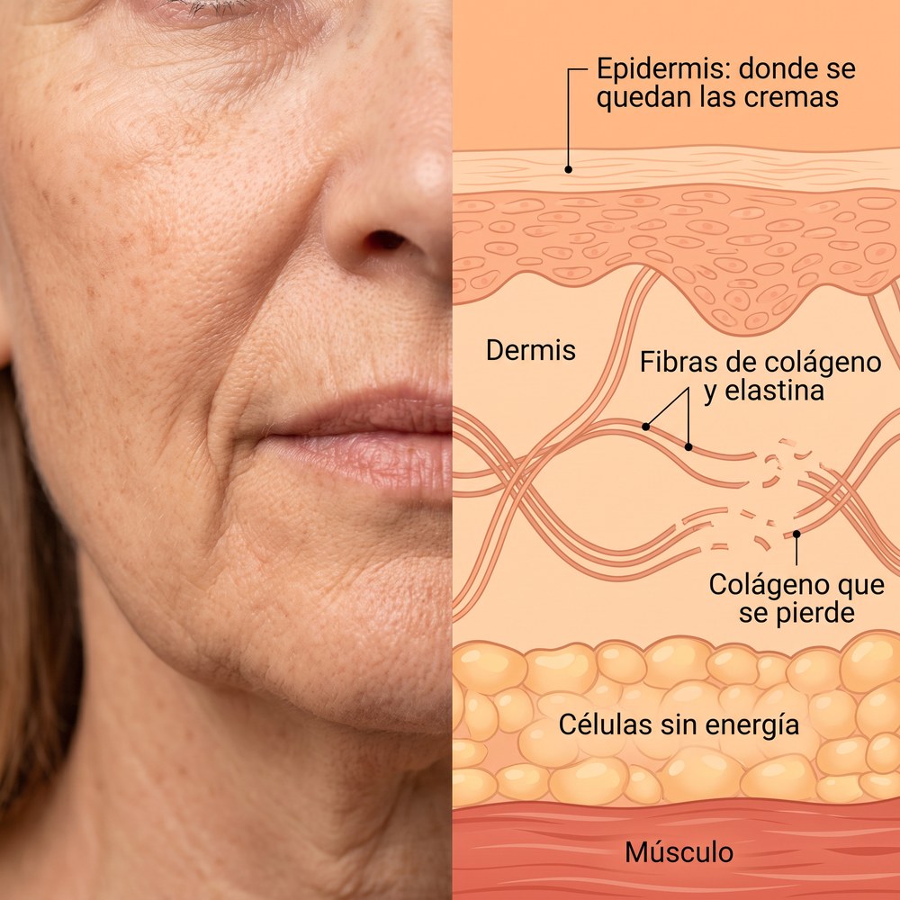 La cara que se cae y las capas de su piel: dónde se quedan las cremas y dónde se pierde el colágeno