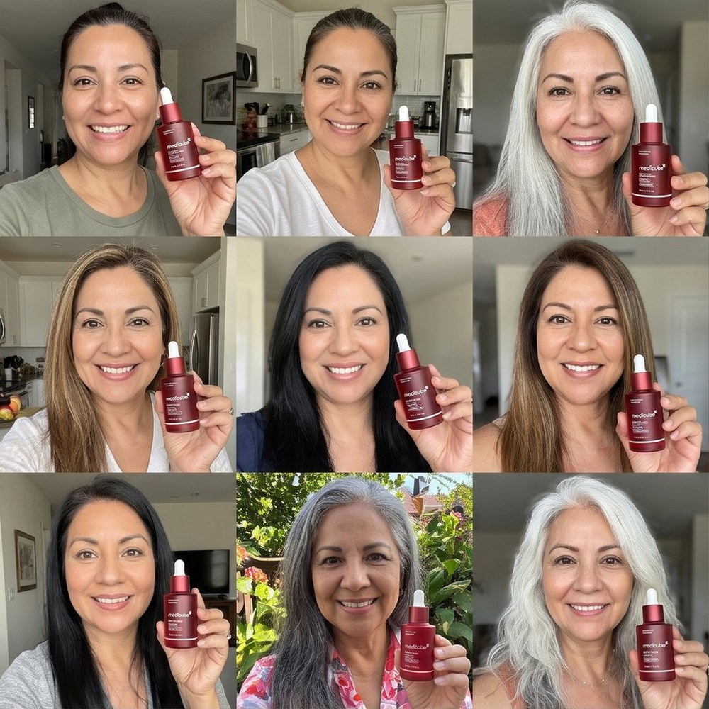 Mujeres de entre 45 y 68 años con el sérum medicube en sus casas
