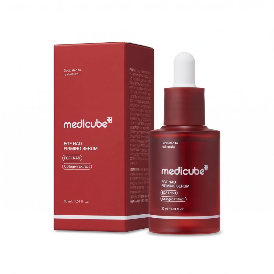El Sérum Reafirmante medicube junto a su caja roja