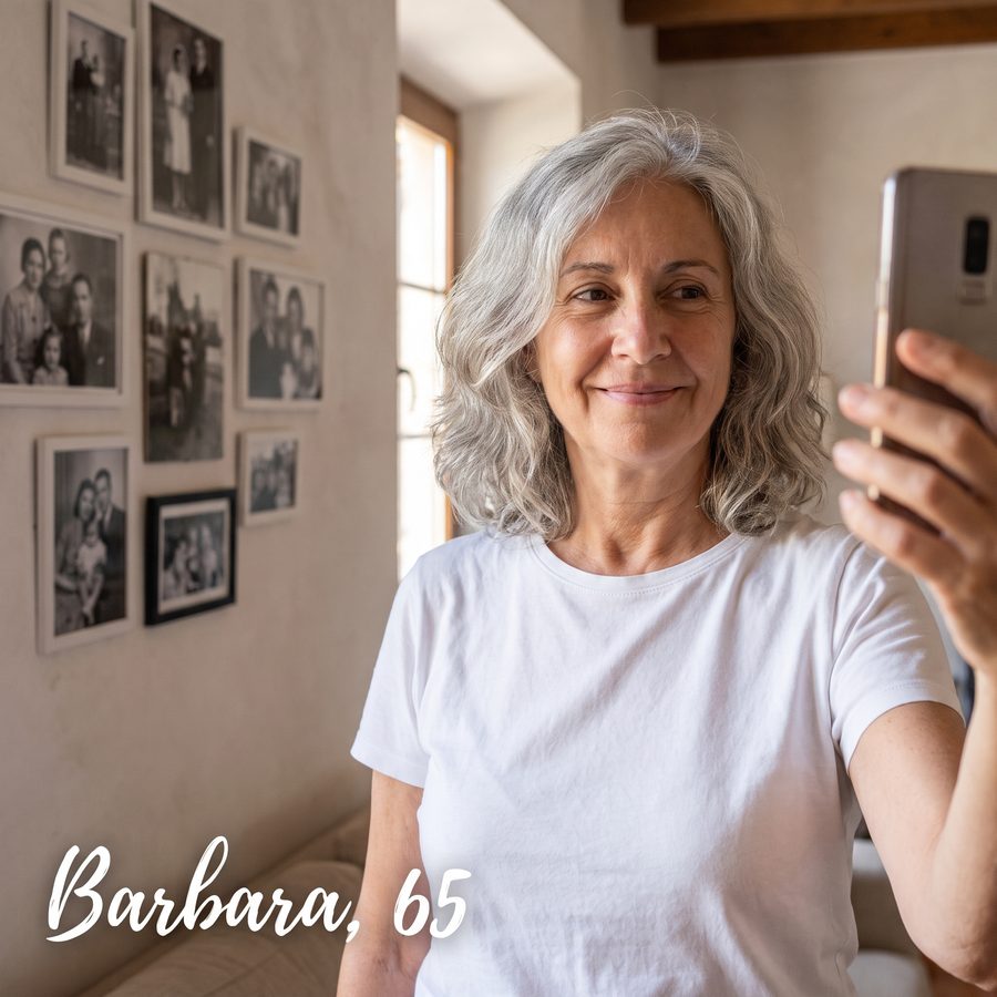Barbara, 65 años, en casa