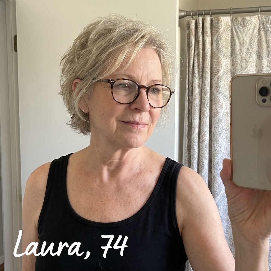 Laura, 74 años, con gafas